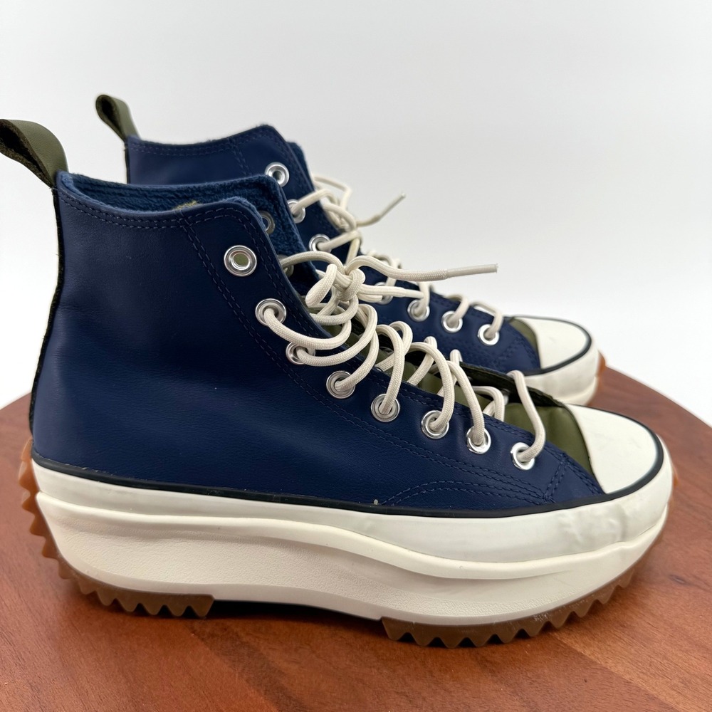Converse Run Star Hike Hi Navy Gum Leather Platform Sneakers 568650C Women 8.5